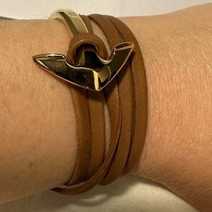 Miansai Gold and brown leather wrap bracelet